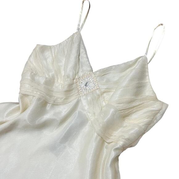 NWT VTG Y2K Spenser Jeremy Cream Fairycore Beaded Asymmetrical Silk Cami Top XL - Picture 2 of 7
